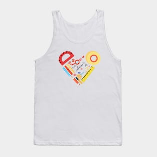 teacher valentines day funny heart shaped Tank Top